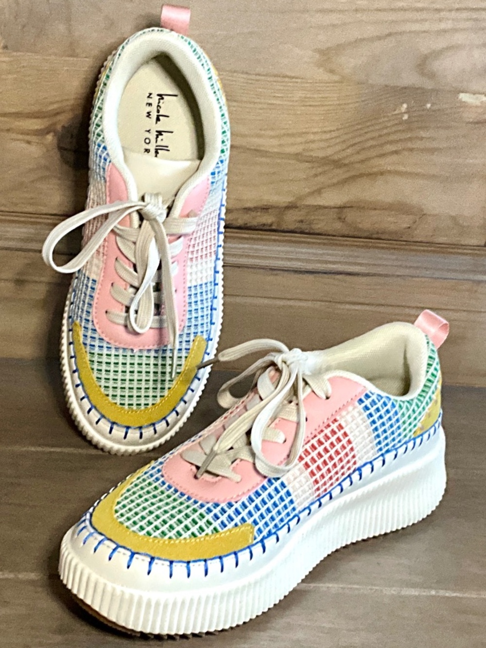 Nicole Miller Platform Sneaker Women's 7.5 Multicolor Pastel Chunky Retro